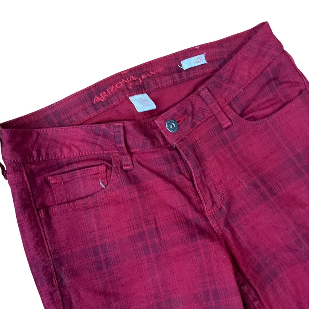 Arizona Jeans Red Plaid Tartan Skinny Jeans